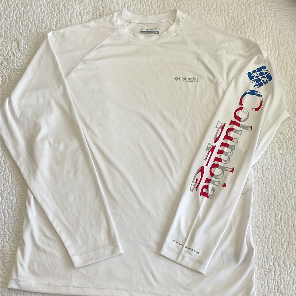 Columbia White Performance Long Sleeve Shirt